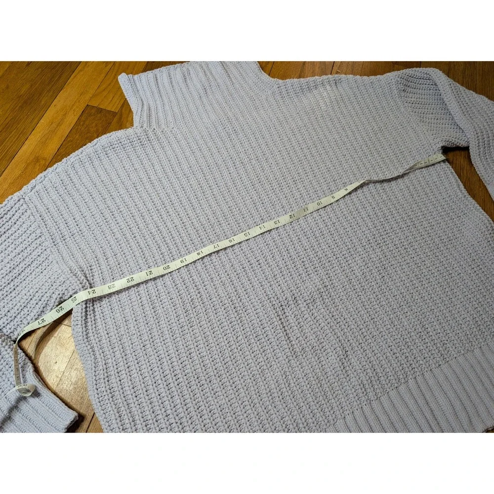 Aerie Women Small Lavender Chenille Mock Neck Oversized Ribbed Knit Sweater
